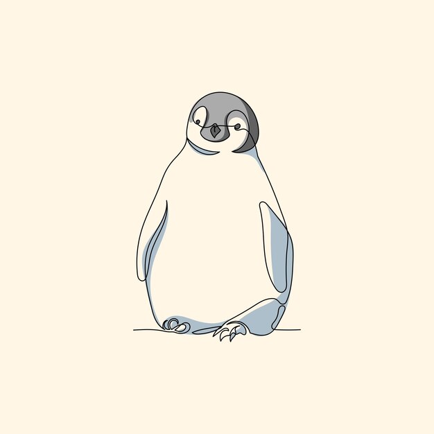 Vector cool ocean exploration majestic penguin line art