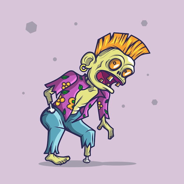 Cool ondode zombie karakter illustratie