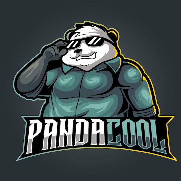 Vector cool panda mascot logo illustration