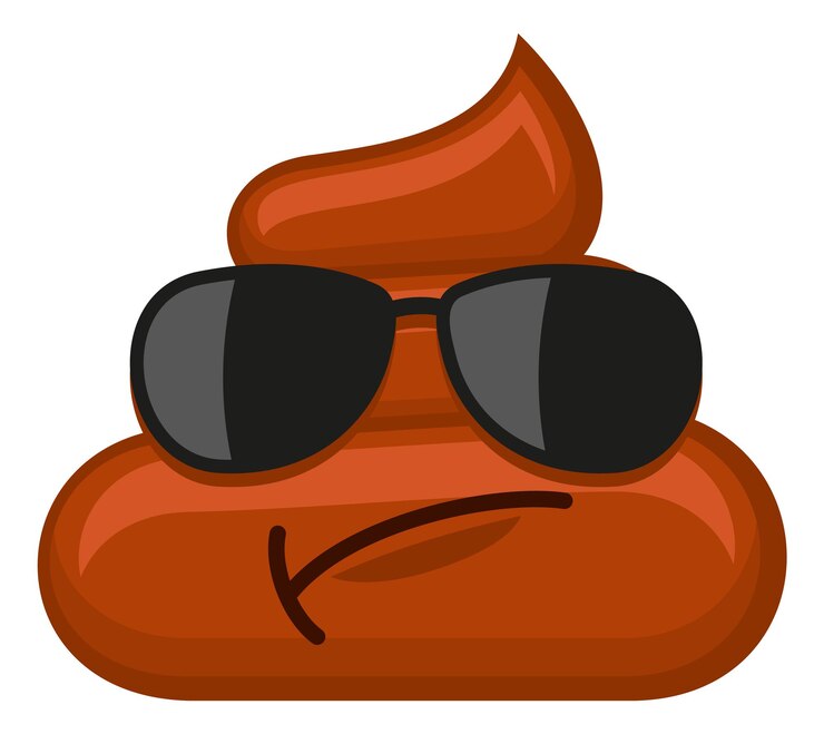 Vector cool pile of poo disappointed. poop in sunglasses isolated on white background