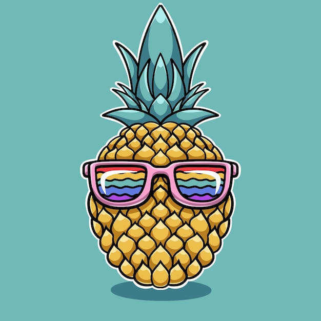 Vettore fantastico cartone animato di ananas