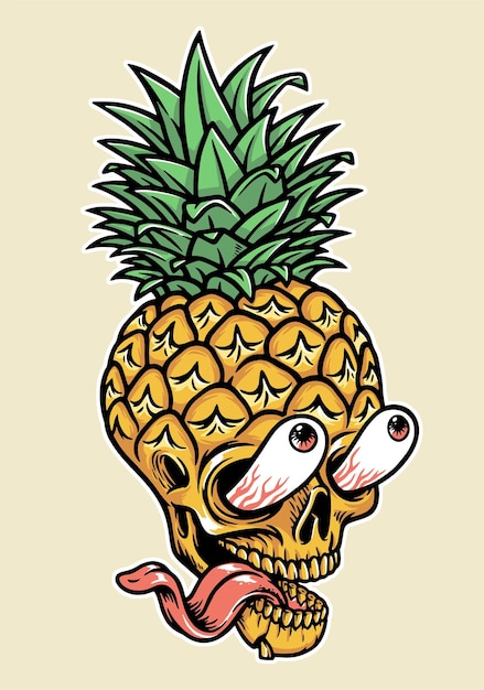 Raffreddare l'illustrazione del cranio dell'ananas