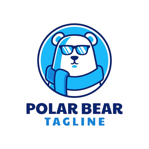 Vector cool polar bear logo design