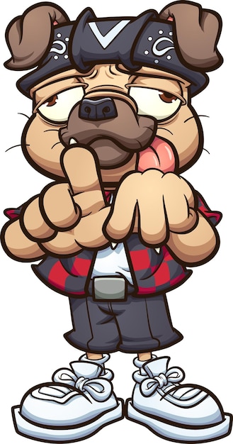 Vector cool pug character making the los angeles hand sign