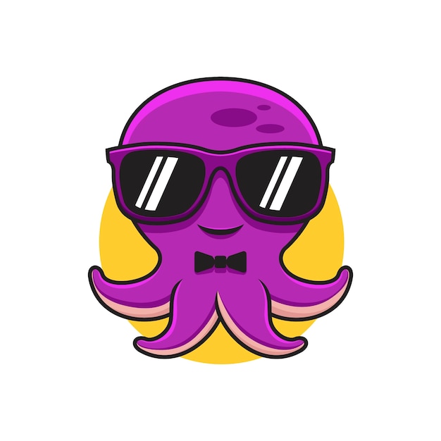 Cool Purple Octopus Cartoon Illustration