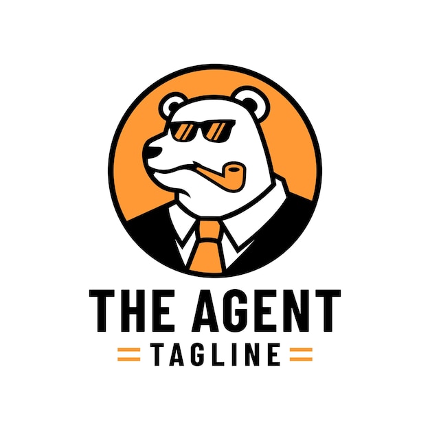 Vettore cool retro design del logo dell'agente dell'orso