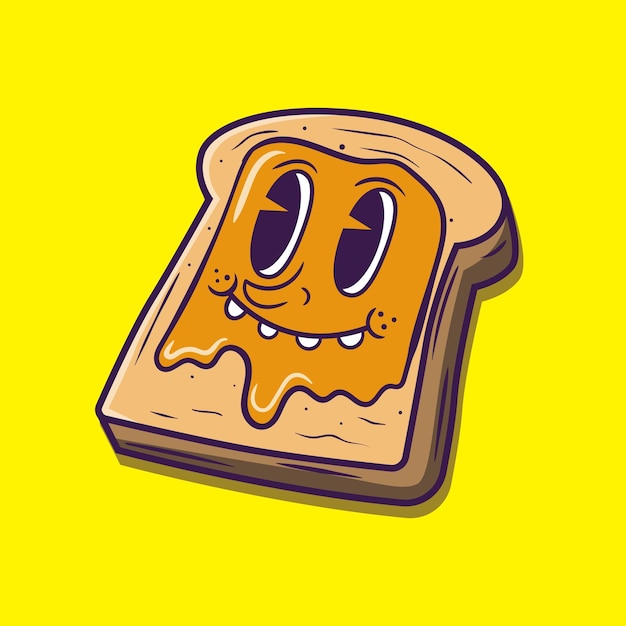 Premium Vector | Cool retro cartoon of toasted bread