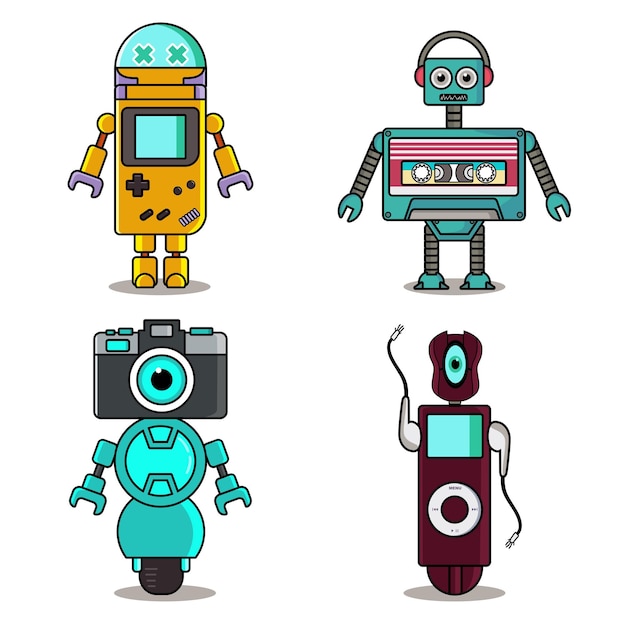 Cool robot character vector collection