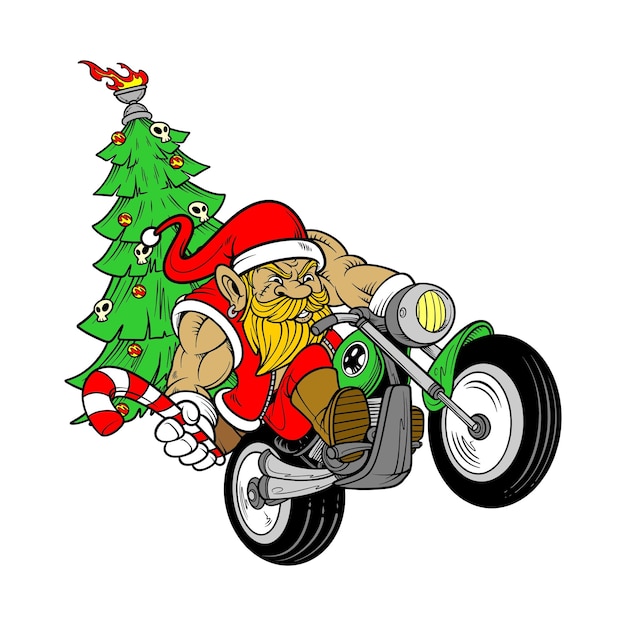 cool santa claus biker-thema voor kerst