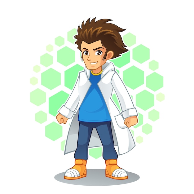 Carattere mascotte cool scientist