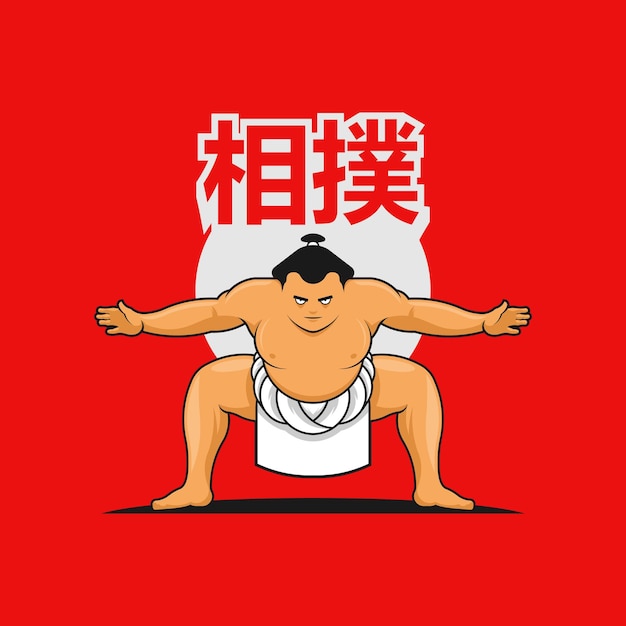 Cool and serious sumo characters