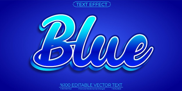 Cool shiny smart blue editable and scalable vector text effect