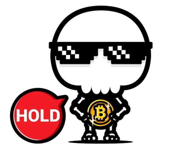 cool skull   design hugging bitcoin