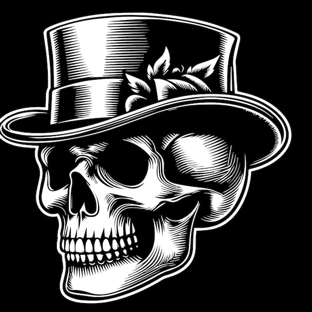 Cool skull design monochrome gentleman vector