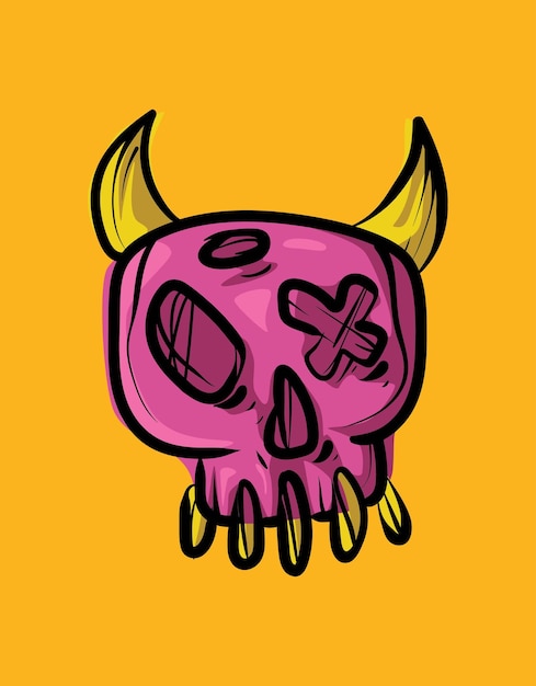 Cool skull illustration for tshirt sticker or apparel merchandise With modern pop style