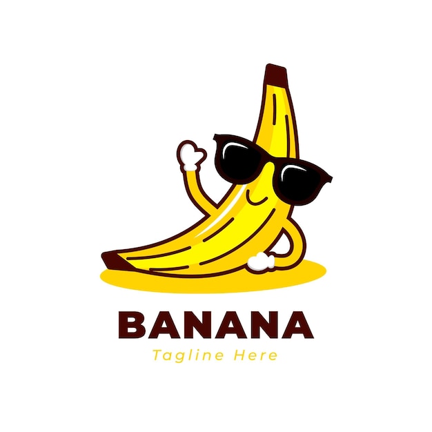 Cool smiley banana character logo