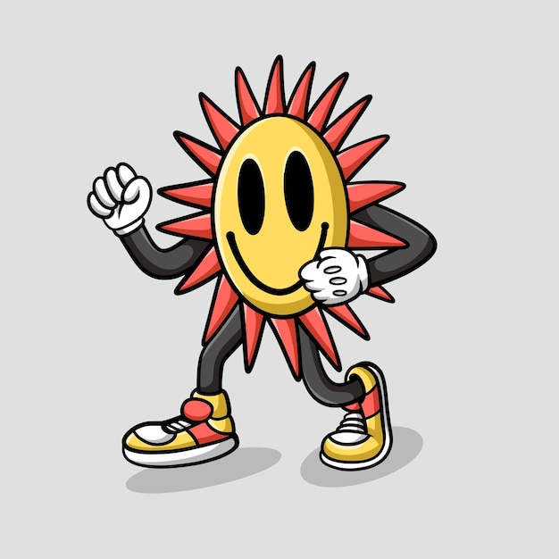 Cool sorridente sole streetwear cartoon