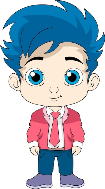 a cool and stylish boy with blue hair