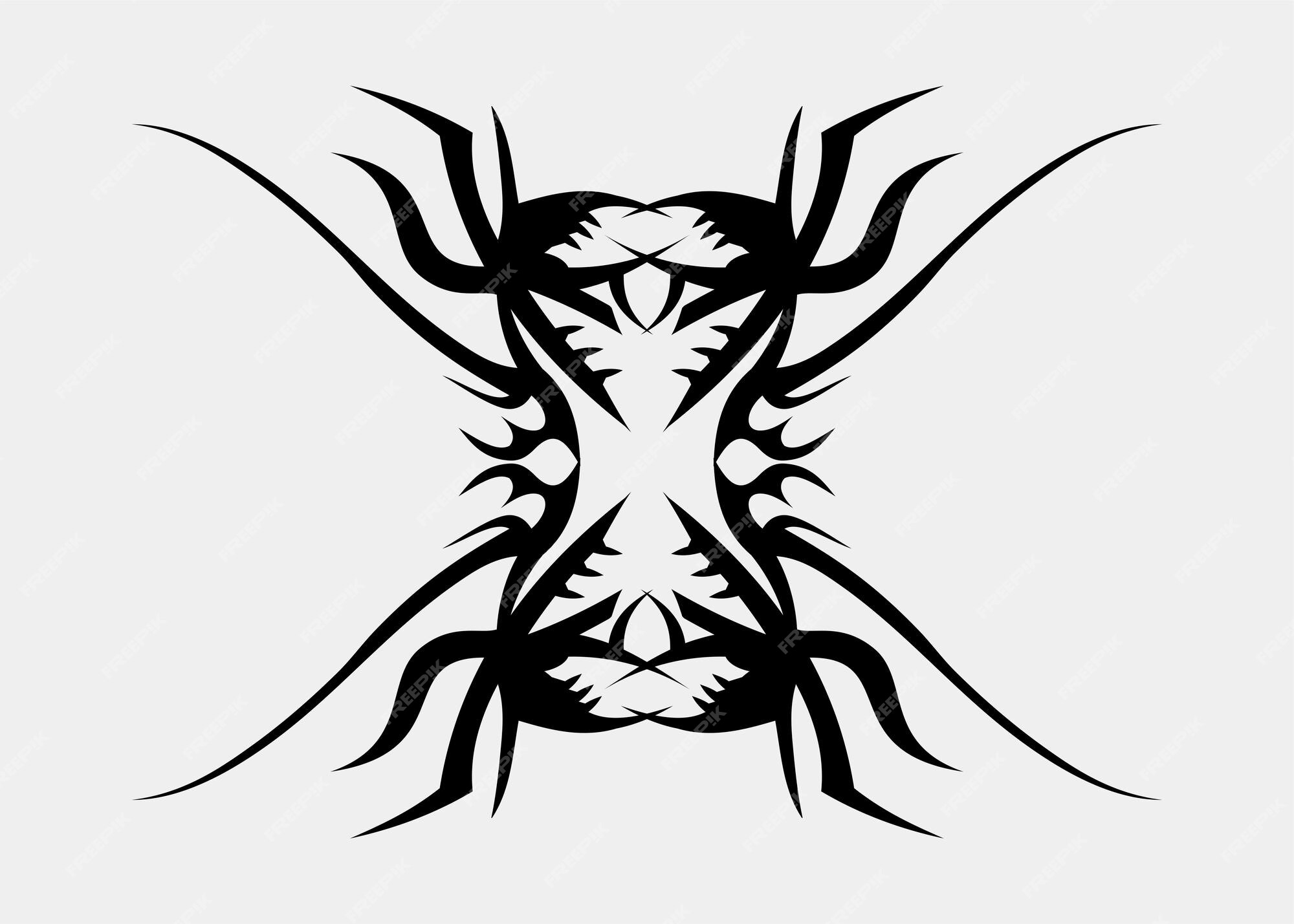 Premium Vector | Cool symmetrical spiked tribal tattoo motif