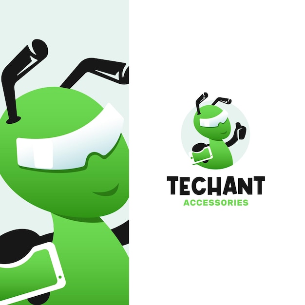 Cool Techy Ant-personage met een smartphone-logo