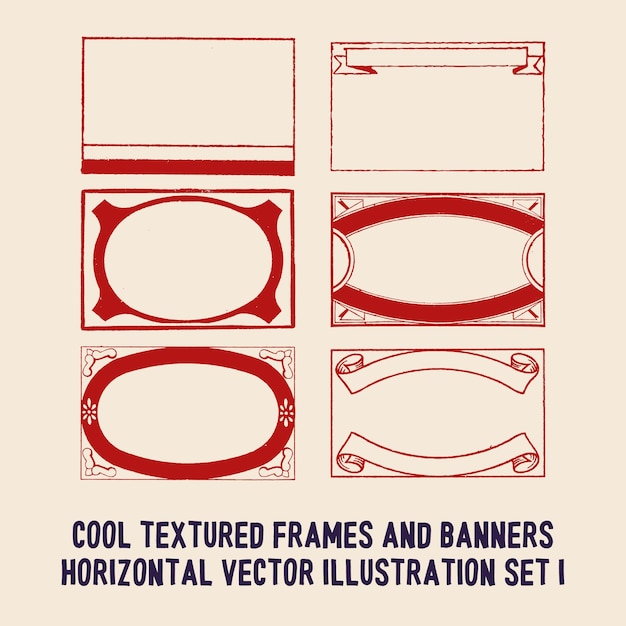 cool textured frames and banners horizontal vector illustration set 2