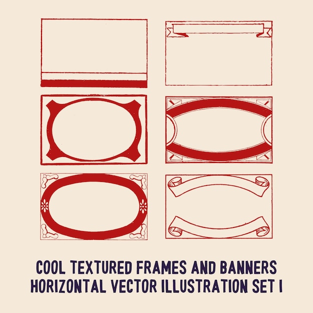 Vector cool textured frames and banners horizontal vector illustration set 2