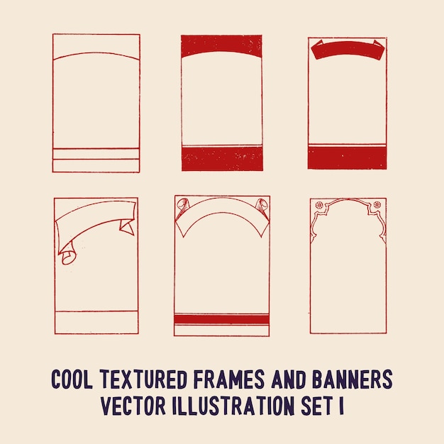 cool textured frames and banners vector illustration set 1