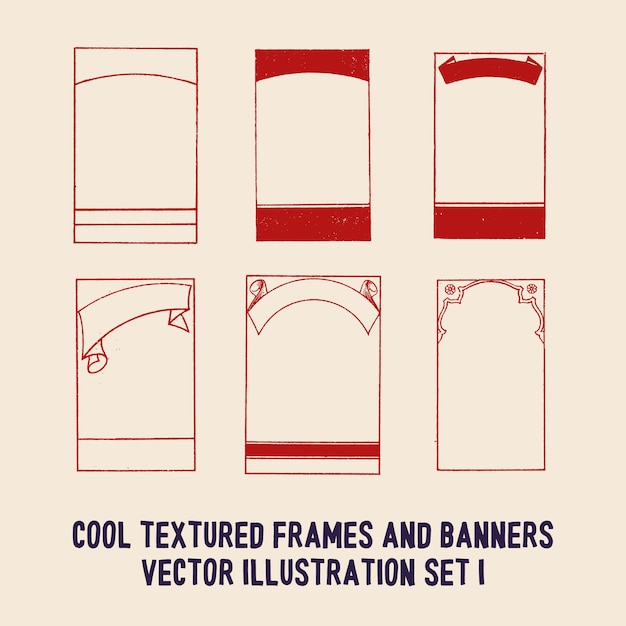 Cool textured frames and banners vector illustration set 1