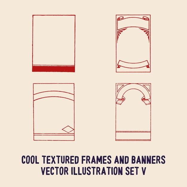 Cool textured frames and banners vector illustration set 5