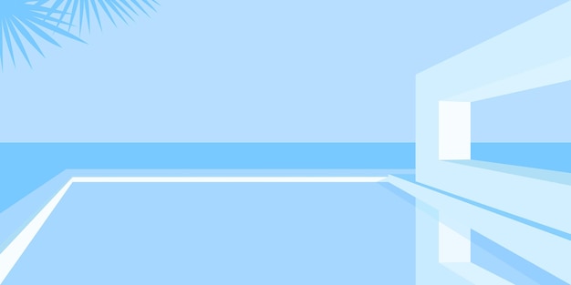 cool trendy minimalistic abstract terrace sea or ocean vector landscape illustration background art