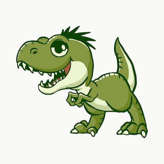 모자 그림을 입고 멋진 trex 만화 손 그리기 공룡