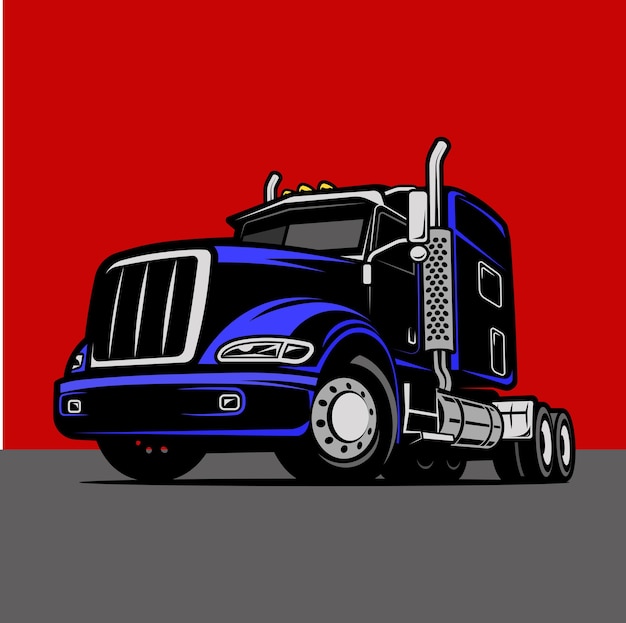 Cool Truck cargo color comic illustration vector