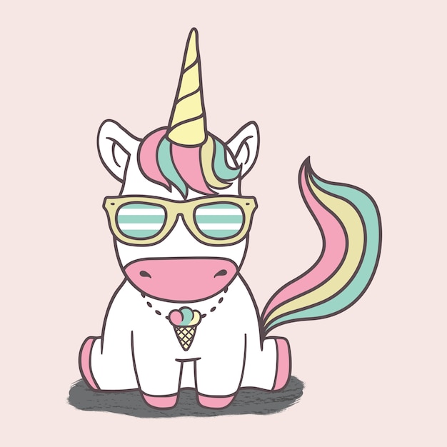 Vettore cool unicorn illustrazione