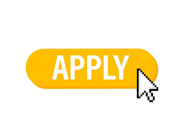 Cool vector Apply-knop met cursor in plat ontwerp