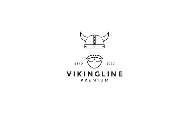 Cool Viking hoofd lijn logo vector pictogram ontwerp