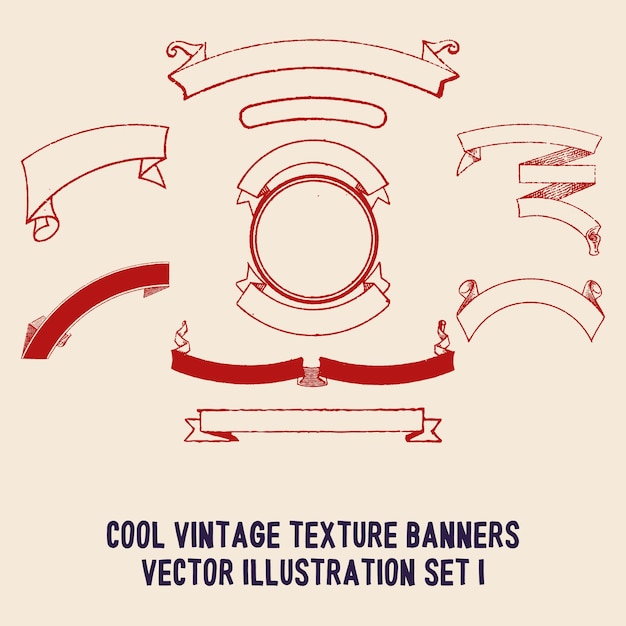 Прохладный набор векторных иллюстраций винтажных текстурных баннеров 1