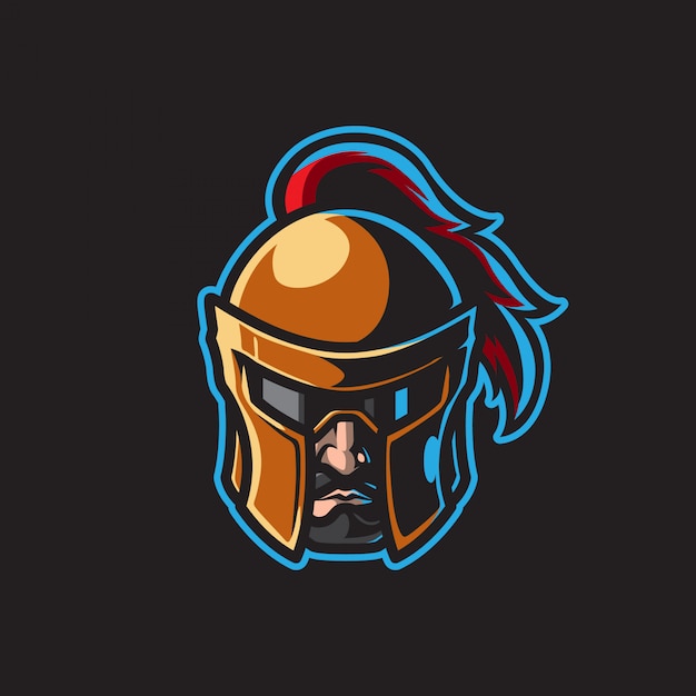 Cool warrior head mascot logo