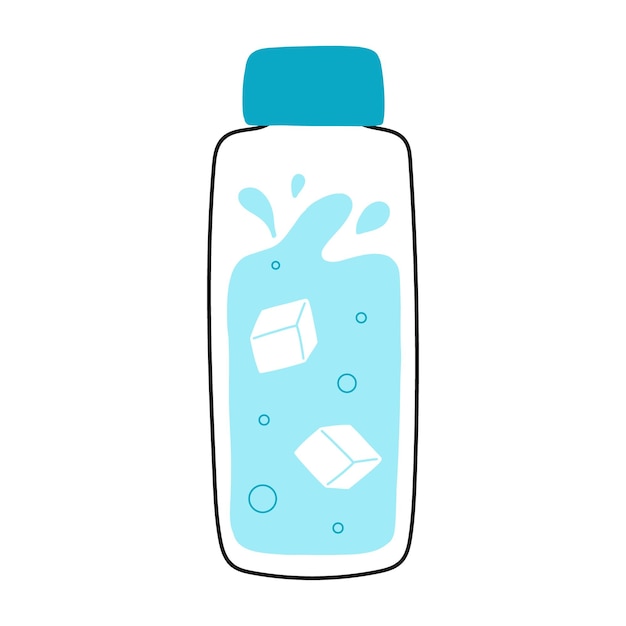 Cool water bottle ice water bottle vector illustration doodle style reusable bottle