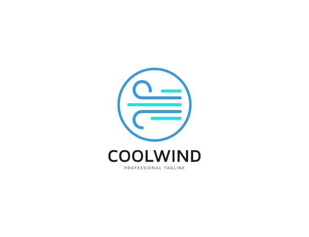 Vettore illustrazione del design del logo del vento fresco