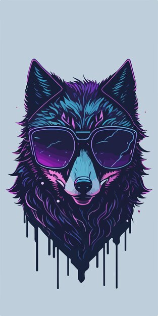 Cool wolf with sunglasses on a fashionable tee