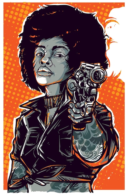 Vector cool woman with gun