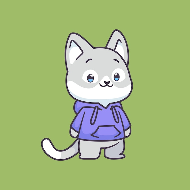Coole kat met hoodie cartoon afbeelding