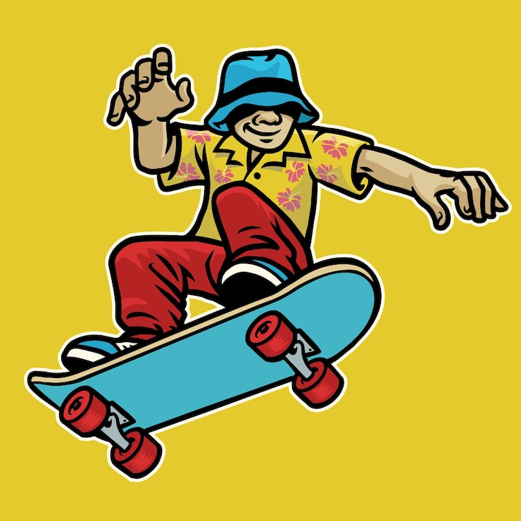 Vector coole kerel die van skateboarden geniet