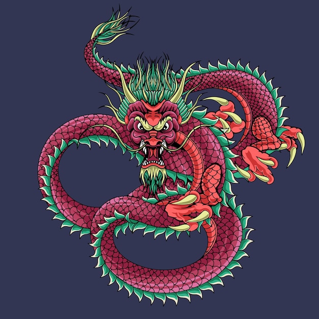 Coole rode draak ontwerp illustratie