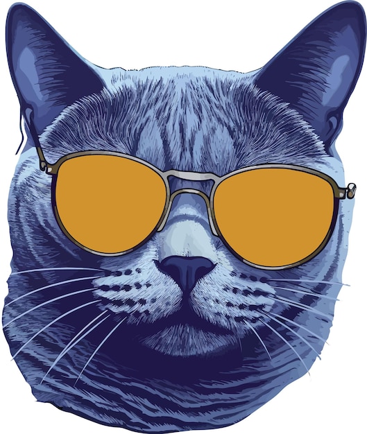 coole Russische blauwe kat met zonnebrilsticker