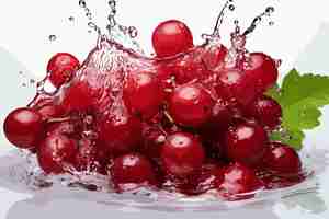Vector cooled sweet cherries in drops of waters shined from below