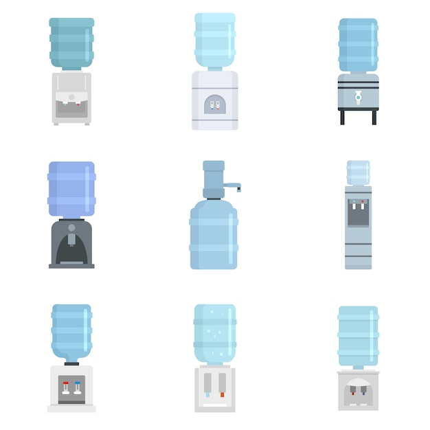 Cooler water icon set