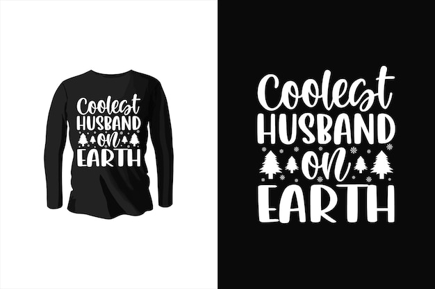 Вектор Самый крутой муж на земле зимний дизайн футболки зимняя векторная типография футболки