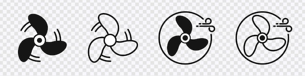 Cooling Fan Vector Icons Set Ventilator and Propeller Fan Collection for Appliance Designs