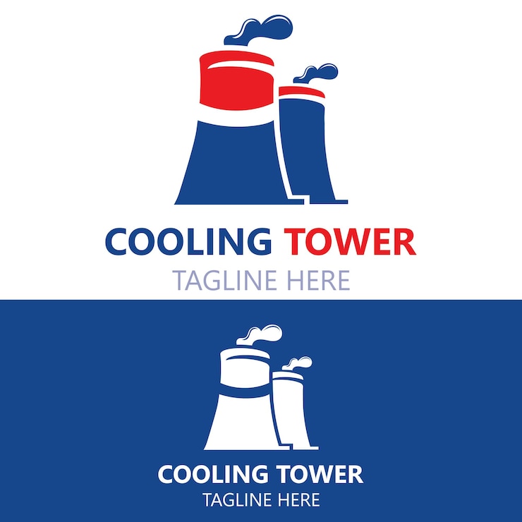 Vector cooling tower logo image design energy industry station vector